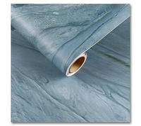 CRE8TIVE Papier Peint Bleu Mat Marbre 60cm x 300cm Adhésif Film Imitation Marbre Bleu Turquoise Film pour Meubles Plan de Travail Salle de Bains Résistant à l'Eau Film pour Armoires Cuisine