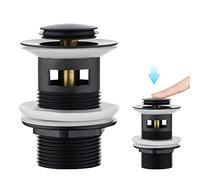 CREA Bonde de Lavabo avec Trop-Plein, Vidage Lavabo Pop-up, Bonde de Vidage Universelle, Noir Mat
