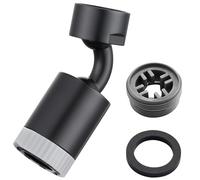 CREA Embout de robinet universel, rotatif à 360°, régulateur de jet avec deux types de jet, aérateur pour robinet de cuisine/salle de bain, noir mat