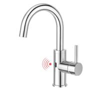 CREA Robinet à Capteur Infrarouge pour Salle de Bain ou Cuisine, Mitigeur Monocommande Monotrou, Chromé Poli