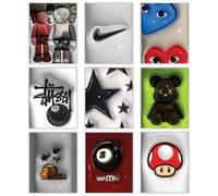 CREAARO Hypebeast Lot de 9 affiches murales tendance - Décoration de chambre d'adolescent, de garçon et de fille - Collage mural - Peinture effet verre - 20,3 x 25,4 cm