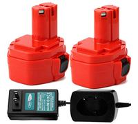 CREABEST Lot de 2 batteries Ni-MH 14,4 V 3,5 Ah pour Makita 1434 1420 1422 1433 PA14 1435 1435F 192600-1 193985-8, avec chargeur de batterie Ni-MH/Ni-CD 1,2 V-18 V
