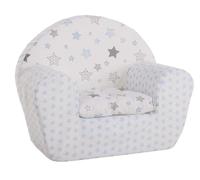 Creaciones Llopis - Sillon bleu avec motifs étoiles grises et coussin - Dès 3 ans - Polyester - Pas d'assemblage nécessaire