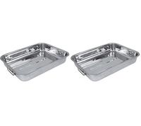 Crealys 500534 Plat à Four Inox, Argenté (Lot de 2)