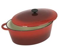 Crealys 501750, grande COCOTTE Grand Chef ovale en fonte émaillée 9 litres - Extérieur rouge et intérieur blanc - toutes sources de chaleur y compris induction