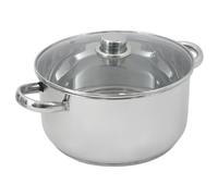 Crealys 502388 Marmite en Inox 10 L Couvercle Verre Diamètre: 28 cm, Argenté