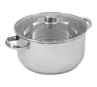 Crealys 502388 Marmite en Inox 10 L Couvercle Verre Diamètre: 28 cm, Argenté