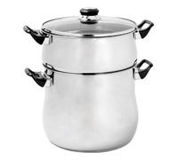 Crealys 505707, Couscoussier Acier Inoxydable 8 litres, Diamètre 22 cm - Poignées thermorésistantes, couvercle verre - Tous feux dont induction