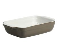 Crealys 512728 Plat à Four Rectangulaire avec Anses Céramique Taupe 25 x 15 x 5 cm