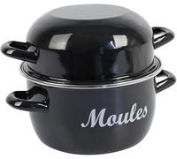 Crealys 545411 Marmite à Moules traditionelle en Acier Emaillé Noir Ø20 cm, 2,8 Litres - Casserole à moules compatible tous feux dont induction (Lot de 5)