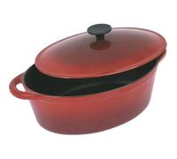 CREALYS GRAND CHEF Ramequin moulé ovale émaillé - L 28 cm - 4 L - Rouge - Toutes sources de chaleur y compris induction