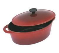 CREALYS GRAND CHEF Ramequin moulé ovale émaillé - L 28 cm - 4 L - Rouge - Toutes sources de chaleur y compris induction