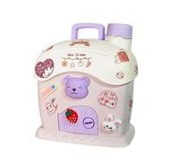 Cream House Coin Bank - Jolie Verrouillable Avec e Stockage Durable | Crème Avec Clé, Ornement De Rangement Résistant Aux Chutes, Coffre-Fort De Table Décoratif | Fun