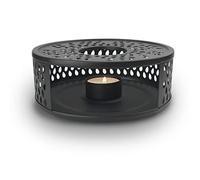 Creano Chauffe-théière Leaf Noir en Acier Inoxydable - Réchaud Élégant au Motif Naturel Végétal pour Théières - Maintien Optimal de la Chaleur