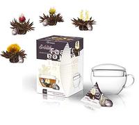 Creano Coffret Cadeau Teelini Noir - 8 Fleurs de Thé Noir en Portion de Tasse avec Tasse en Verre 200ml & Couvercle - Idée Cadeau Anniversaire, Collègue & Détente