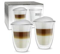 Creano Lot de 2 Verres Double Paroi 250 ml Modèle V - Tasses Thermiques Isolantes en Verre Borosilicate pour Boissons Chaudes & Froides
