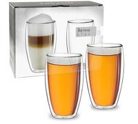 Creano Lot de 2 Verres Double Paroi 250 ml Super Hauts - Tasses Thermiques au Modèle Élancé Isotherme en Verre Borosilicate pour Café & Thé