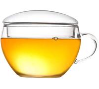 Creano Tasse à Thé Teelini 200ml en Verre Borosilicate avec Couvercle - Idéale pour Fleurs de Thé - Mug avec Anse & Repose-Fleur
