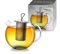 Creano Théière JUMBO 1 l en verre borosilicaté avec filtre en acier inoxydable amovible et couvercle en verre - grande théière design pour thé en vrac et fleurs de thé