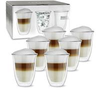 Creano Verre Double Paroi 250 ml - Modèle V Isolant en Verre Borosilicate pour Boissons Chaudes et Froides - Lot de 6 verres
