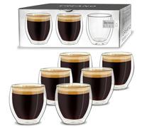 Creano Verre Double Paroi Espresso 100 ml - Modèle Rond Isolant en Verre Borosilicate pour Boissons Chaudes et Froides - Lot de 6 verres