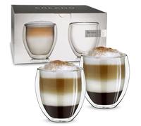 Creano Verre Double Paroi XXL 400 ml - Modèle Rond Isolant en Verre Borosilicate pour Boissons Chaudes et Froides - Lot de 2 verres