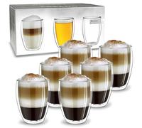 Creano Verres Double Paroi Hauts 400 ml - Modèle Élancé Isolant en Verre Borosilicate pour Café Thé et Boissons Froides - Lot de 6 verres
