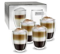 Creano Verres Double Paroi Hauts 400 ml - Modèle Élancé Isolant en Verre Borosilicate pour Café Thé et Boissons Froides - Lot de 4 verres