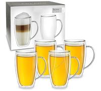 Creano verres double paroi super haut avec anse 250 ml tasse à café en verre borosilicate boissons chaudes et froides lot de 4 verres