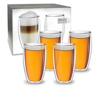 Creano Verres Double Paroi Super Hauts 250 ml - Modèle Élancé Isolant en Verre Borosilicate pour Café Thé et Boissons Froides - lot de 4 verres