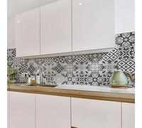 CREARREDA Credence Adhesive pour Cuisine Autocollant mural fantaisie gris tourterelle cementine 180x60 cm 100% fabriqué en Italie avec encre non toxique, ignifuge et résistant à l'eau