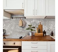 CREARREDA Panneau de Cuisine Anti-éclaboussures, Autocollant Mural Facile à appliquer, Motif Mur Tropical, 260 x 60 cm, 100% fabriqué en Italie, en PVC, Ignifuge et résistant à l’Eau, pour évier