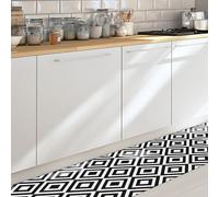 CREARREDA Tapis de Cuisine antidérapant Black & White 50x120 Tapis de Protection de Sol en Vinyle 100% fabriqué en Italie, avec Encre Non Toxique, Ignifuge et résistant à l'eau