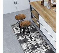 CREARREDA Tapis de Cuisine antidérapant Carreaux de Ciment en Ardoise 180x50 cm Tapis de Protection de Sol en Vinyle 100% fabriqué en Italie, avec Encre Non Toxique, Ignifuge et résistant à l'eau
