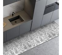 CREARREDA Tapis de Cuisine antidérapant Ciment damassé 180x50 cm Tapis de Protection de Sol en Vinyle 100% fabriqué en Italie, avec Encre Non Toxique, Ignifuge et résistant à l'eau
