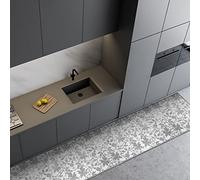 CREARREDA Tapis de Cuisine antidérapant Ciment damassé 240x50 cm Tapis de Protection de Sol en Vinyle 100% fabriqué en Italie, avec Encre Non Toxique, Ignifuge et résistant à l'eau