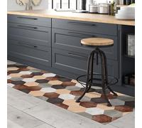 CREARREDA Tapis de Cuisine antidérapant Mixed Wood 50x240 Tapis de Protection de Sol en Vinyle 100% fabriqué en Italie, avec Encre Non Toxique, Ignifuge et résistant à l'eau