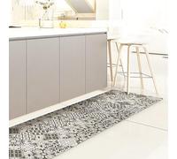 CREARREDA Tapis de Cuisine antidérapant tuiles Grises 180x50 cm Tapis de Protection de Sol en Vinyle 100% fabriqué en Italie, avec Encre Non Toxique, Ignifuge et résistant à l'eau
