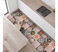 CREARREDA Tapis de Cuisine antidérapant tuiles siciliennes 240x50 cm Tapis de Protection de Sol en Vinyle 100% fabriqué en Italie, avec Encre Non Toxique, Ignifuge et résistant à l'eau