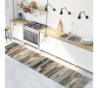 CREARREDA Tapis de Cuisine antidérapant Vintage Wood 50x240 Tapis de Protection de Sol en Vinyle 100% fabriqué en Italie, avec Encre Non Toxique, Ignifuge et résistant à l'eau