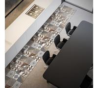 CREARREDA Tapis de Cuisine en PVC Antidérapant, Lavable, Ignifuge et Anti-Rayures - 100% Made in Italy - Brown Cementine 50x240