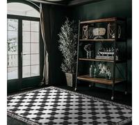 CREARREDA Tapis Salon antidérapant Marble Chess - 150x230 150 x 230 Tapis de Protection de Sol en Vinyle 100% fabriqué en Italie, avec Encre Non Toxique, Ignifuge et résistant à l'eau