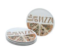 CreaTable, 21568, Série Assiette à Pizza Set TOUT CE DONT VOUS AVEZ BESOIN, ensemble de vaisselle 6 pièces, assiettes à pizza en porcelaine.
