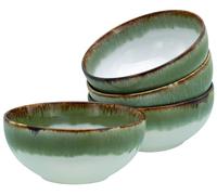 CreaTable, 21685, Série Cascade Bols Bouddha Vert, ensemble de vaisselle 4 pièces, ensemble de bols Bouddha en grès.