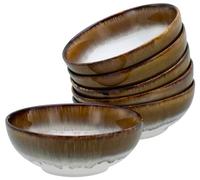Creatable, 21695, Série Cascade Bowls Marron, ensemble de vaisselle 6 pièces, set de bols à smoothie en grès.