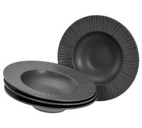 CreaTable, 21820, Série Vesuvio noir, set de vaisselle 4 pièces, ensemble d'assiettes en grès.