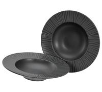 CreaTable, 21823, Série Vesuvio black, ensemble de vaisselle 2 pièces, set de assiettes en grès.