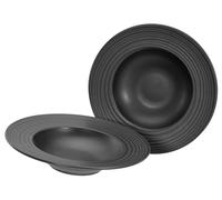 CreaTable, 21824, Série Lava Stone black, ensemble de vaisselle 2 pièces, set d'assiettes en grès.