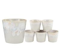 Creatable, 23724 Série Grespresso Lungo Lot de 6 pièces en grès Passe au lave-vaisselle et au micro-ondes Fabriqué au Portugal 21 cm Blanc