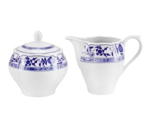 CreaTable, 25336, série Flora, motif oignon, service de table 2 pièces, service lait et sucre en porcelaine, passe au lave-vaisselle et au micro-ondes, fabriqué en Europe